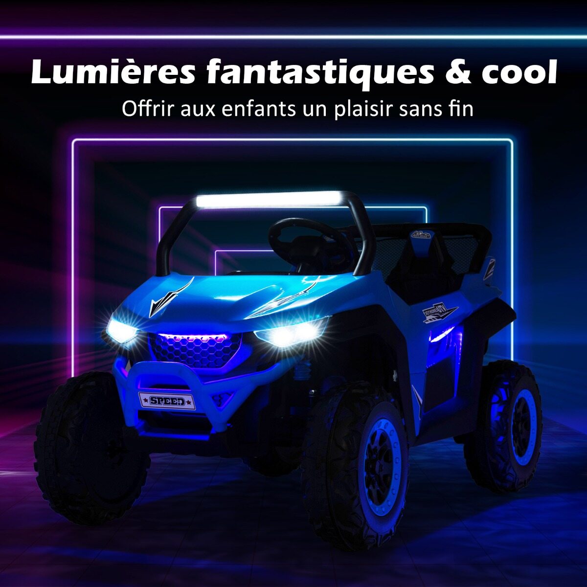 Elektriauto lastele 12 V puldiga, 3-8-aastastele, 2 käiku, vedrustus, koormus 59 kg, 118x74x71 cm, sinine