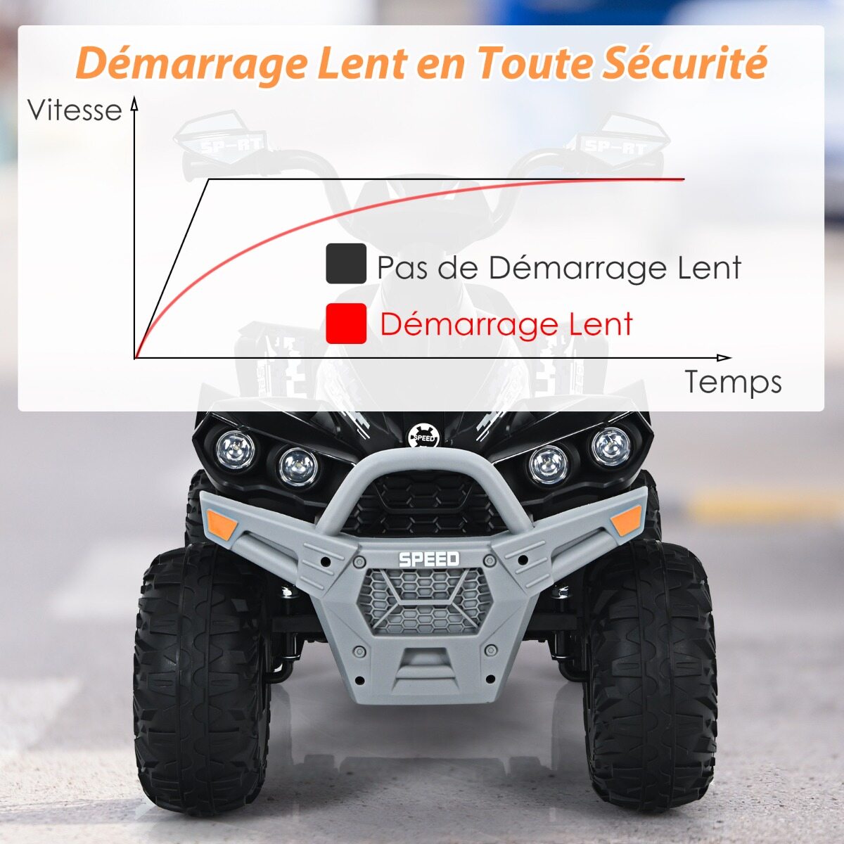 12 V elektriline laste ATV helisignaali ja LED-esituledega, must elektriline ATV