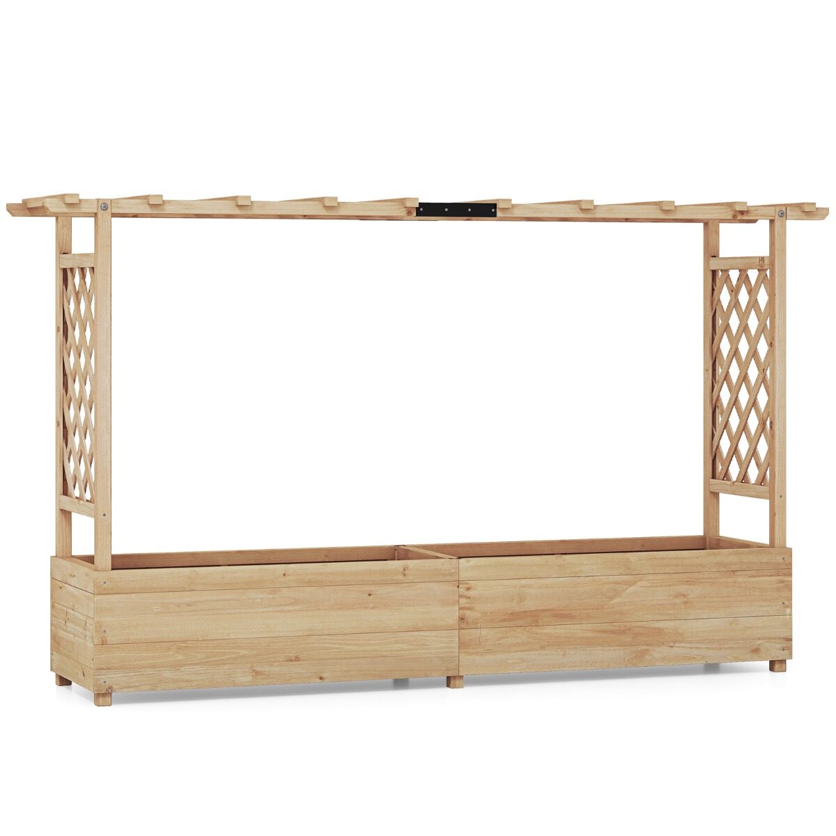 Raised bed with trellis & hanging roof Planter with trellis Natural