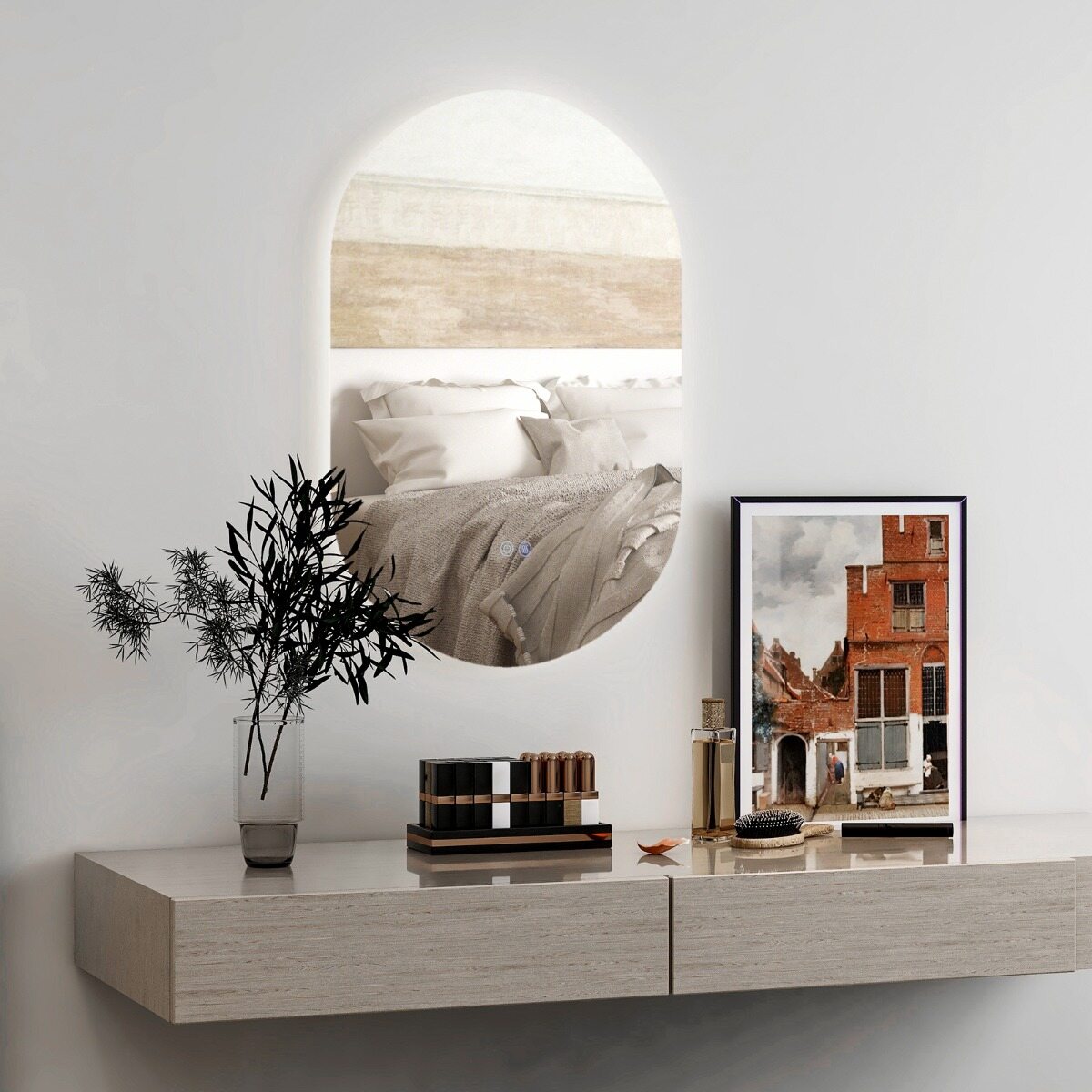 80 x 50 cm LED-seinapeegel ovaalne hämardatav vannitoapeegel