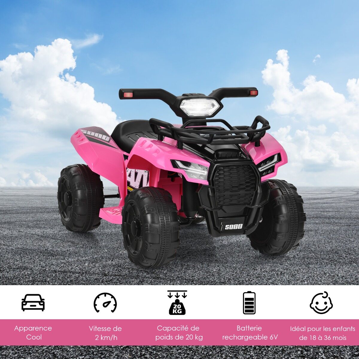 Elektriline laste ATV panipaigaga Mini elektriline ATV muusikaga lastele 44 x 66 x 42 cm roosa + must