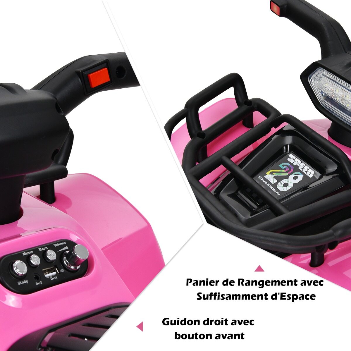 Elektriline laste ATV panipaigaga Mini elektriline ATV muusikaga lastele 44 x 66 x 42 cm roosa + must
