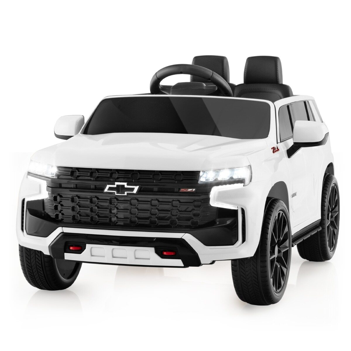 Laste Chevrolet elektriauto 2.4 G puldi ja vedrustuse ja tulede ja muusikaga, lasteauto valge