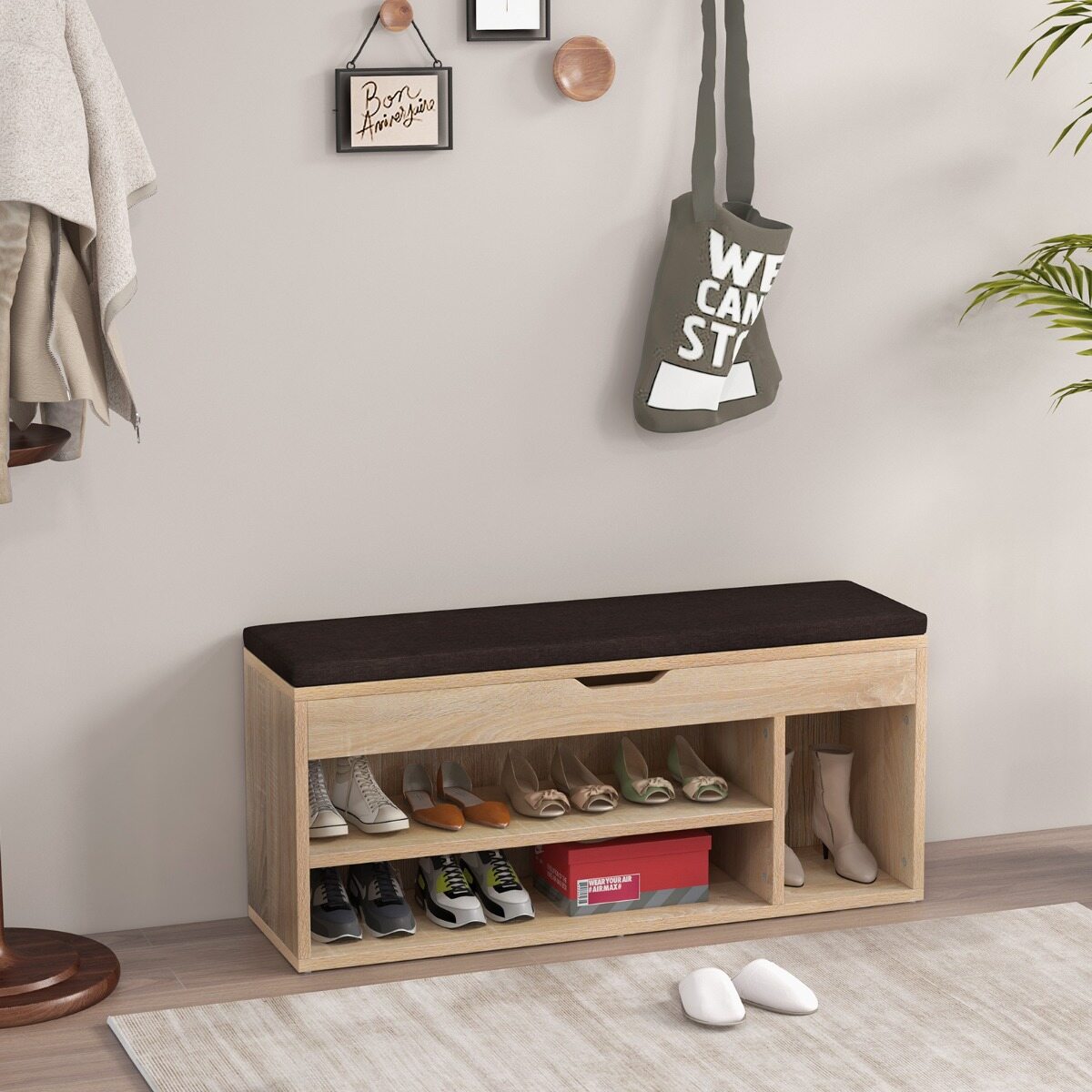 Kingapink, kingakapp, kingariiul istmepadjaga, puit, 104 x 48 x 30 cm, valge/naturaalne-naturaalne