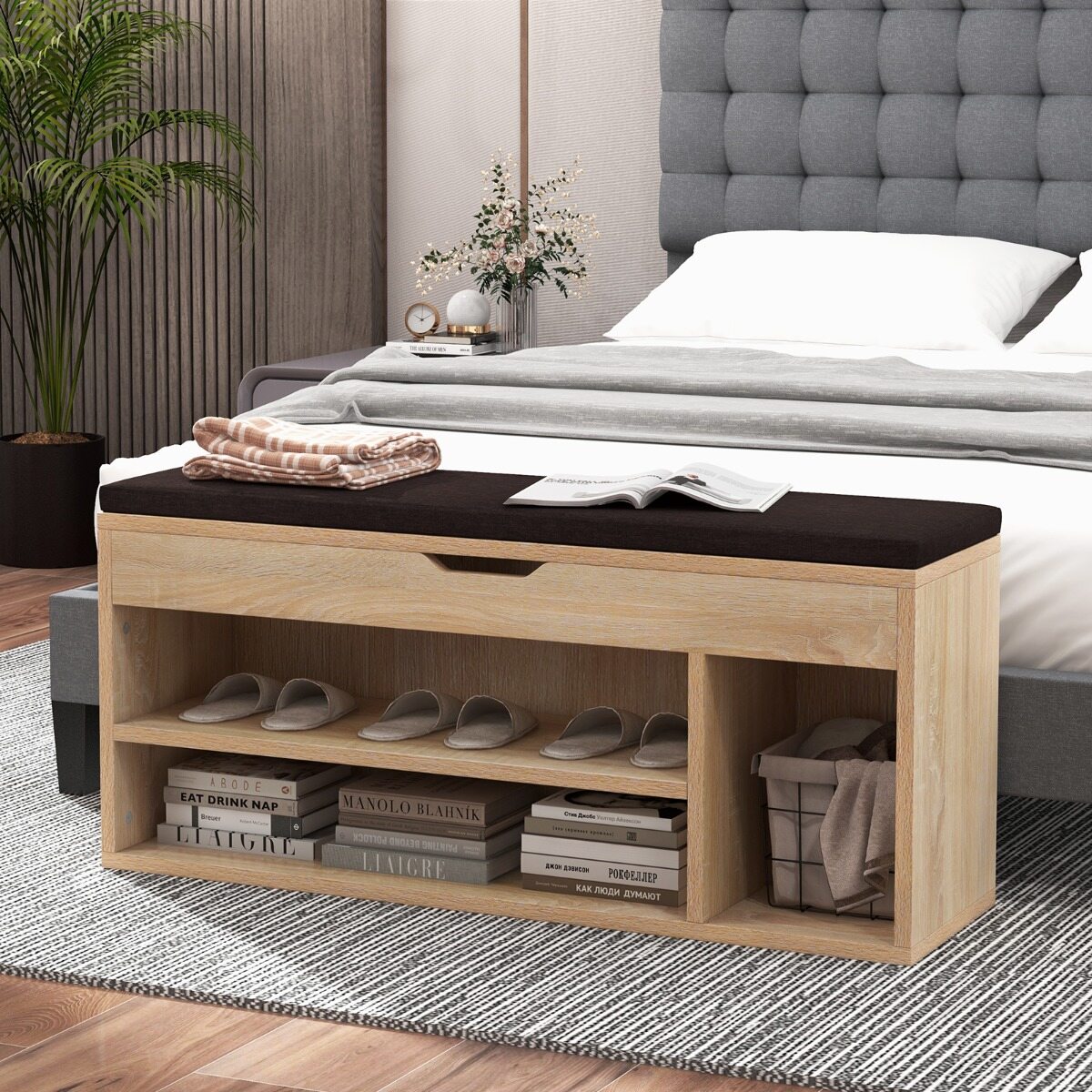 Kingapink, kingakapp, kingariiul istmepadjaga, puit, 104 x 48 x 30 cm, valge/naturaalne-naturaalne