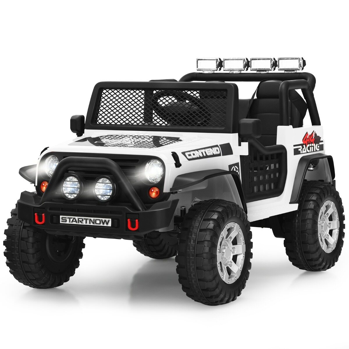 12 V elektriline sõiduauto 2,4 G kaugjuhtimispuldiga, LED-tuled, muusika, signaal, aeglane käivitus, 3 kiirust, kandevõime 50 kg, vanus 3+, valge