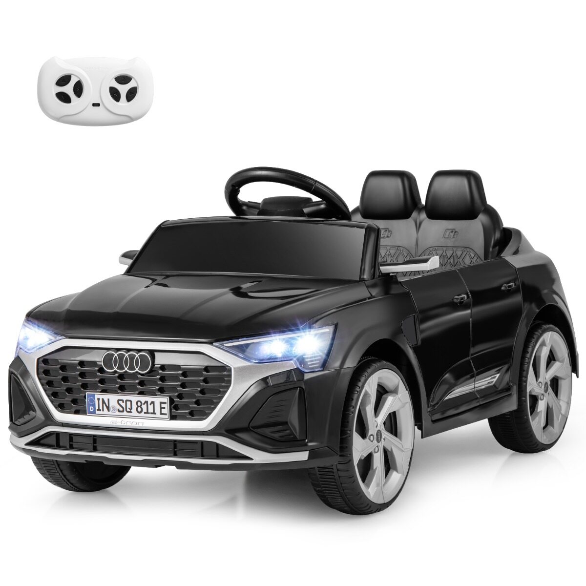 12 V elektriauto lastele, litsentseeritud Audi SQ8, puldiga signaali, LED-tulede, muusika ja 3 kiirusega, vanuses 3+, must