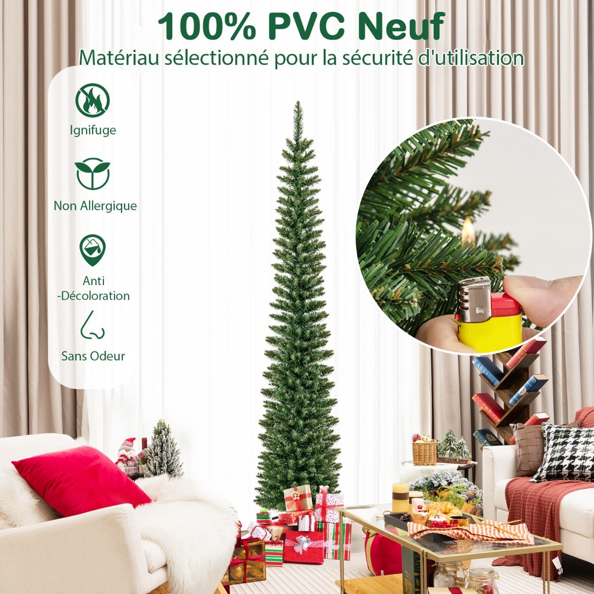 210 cm kunstkuusk eelvalgustusega jõulupuu 499 oksa, 200 sooja valget LED-tuld, kokkupandav metalljalg