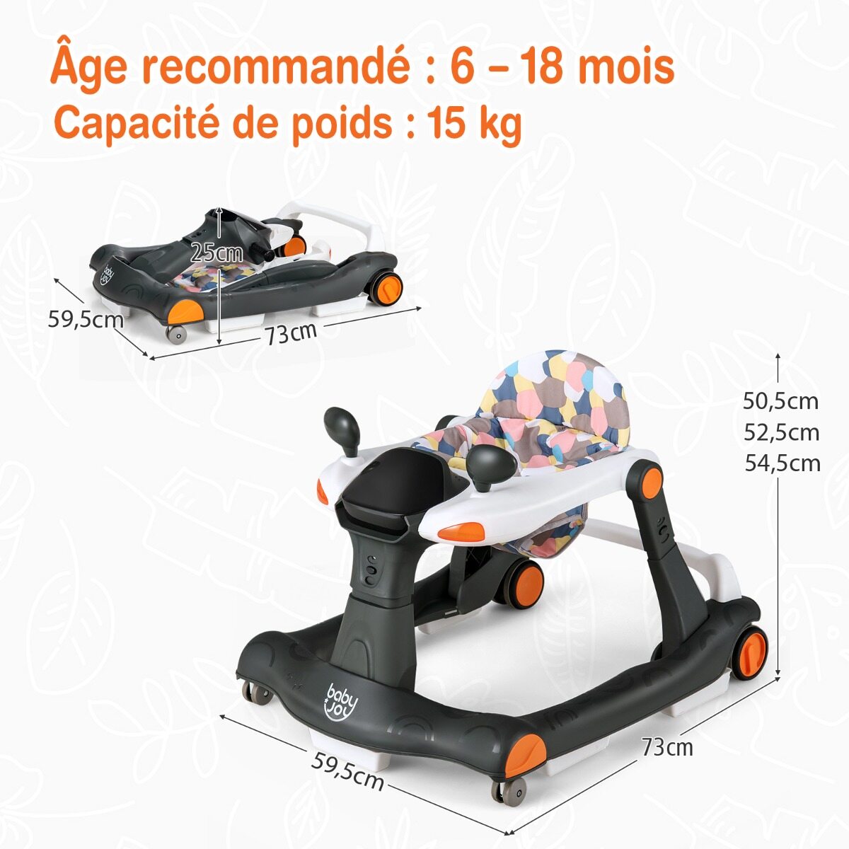2-ühes kokkupandav käimisraam kõrguse reguleerimisega 50,5/52,5/54,5 cm