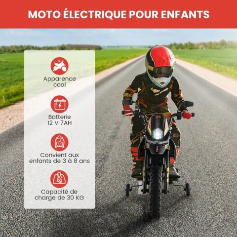 12 V laste elektrimootorratas tugiratastega Aprilia litsentseeritud elektrimootorratas must