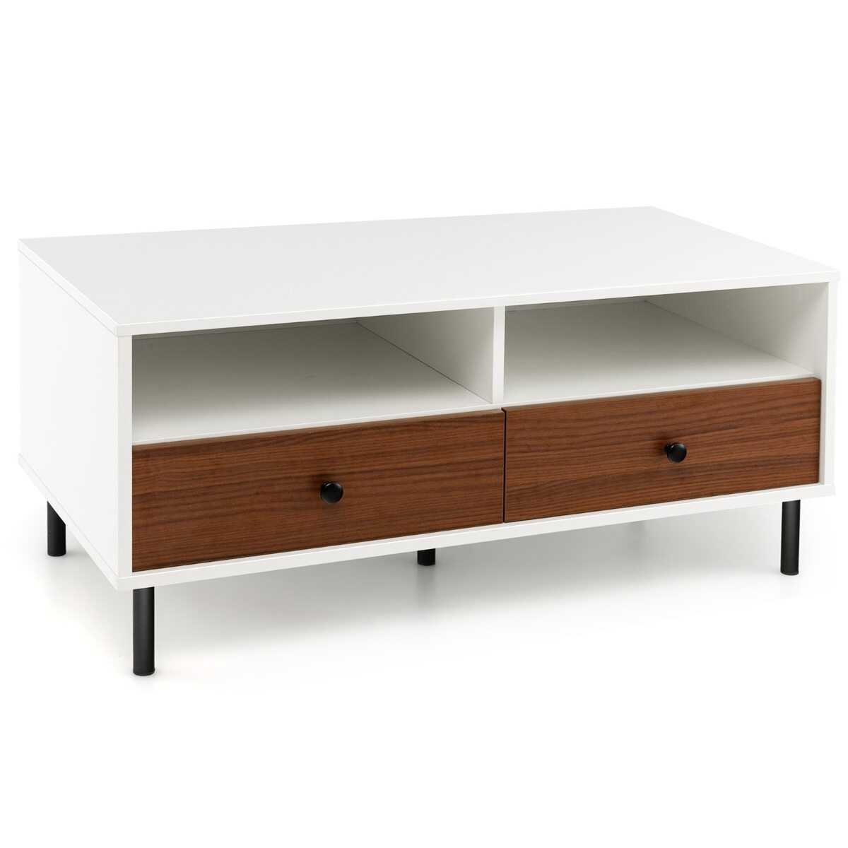 Kohvilaud 2 sahtli ja 2 riiuliga Elutoalaud ristkülikukujuline panipaigaga 95 x 48 x 45 cm