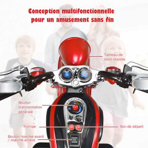 Laste chopper-elektrimootorratas 3 km/h