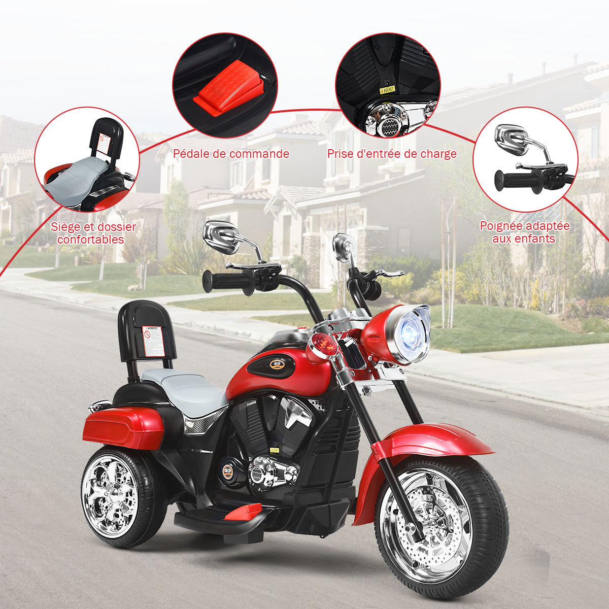 Laste chopper-elektrimootorratas 3 km/h
