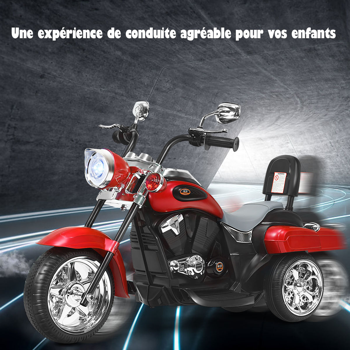 Laste chopper-elektrimootorratas 3 km/h