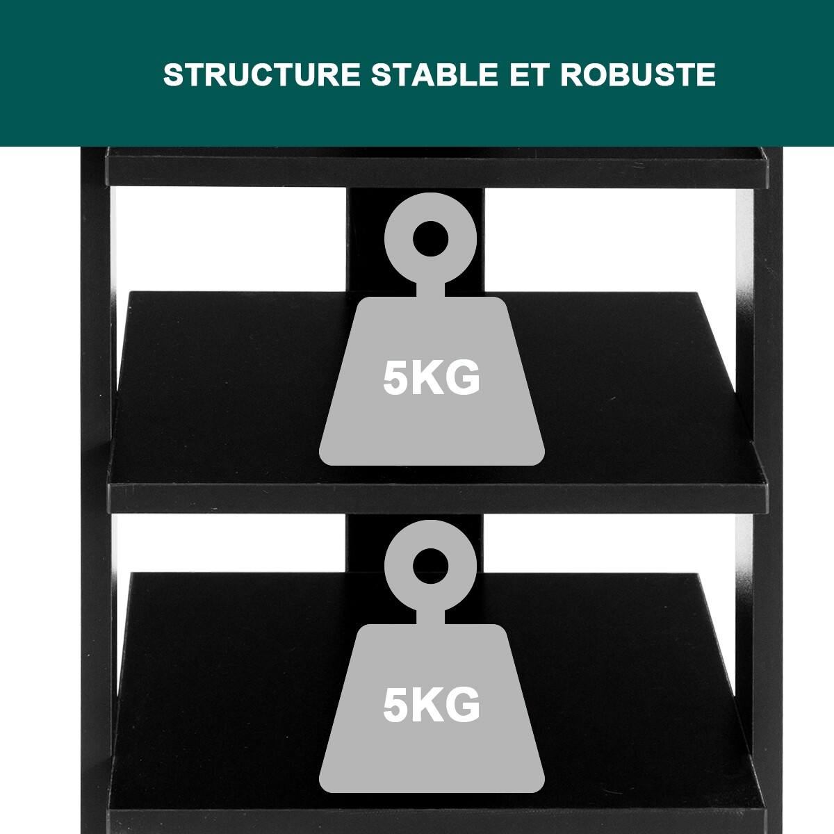 Puidust kingariiul 8-astmeline, vertikaalne, 27,5 x 26,5 x 110 cm, must