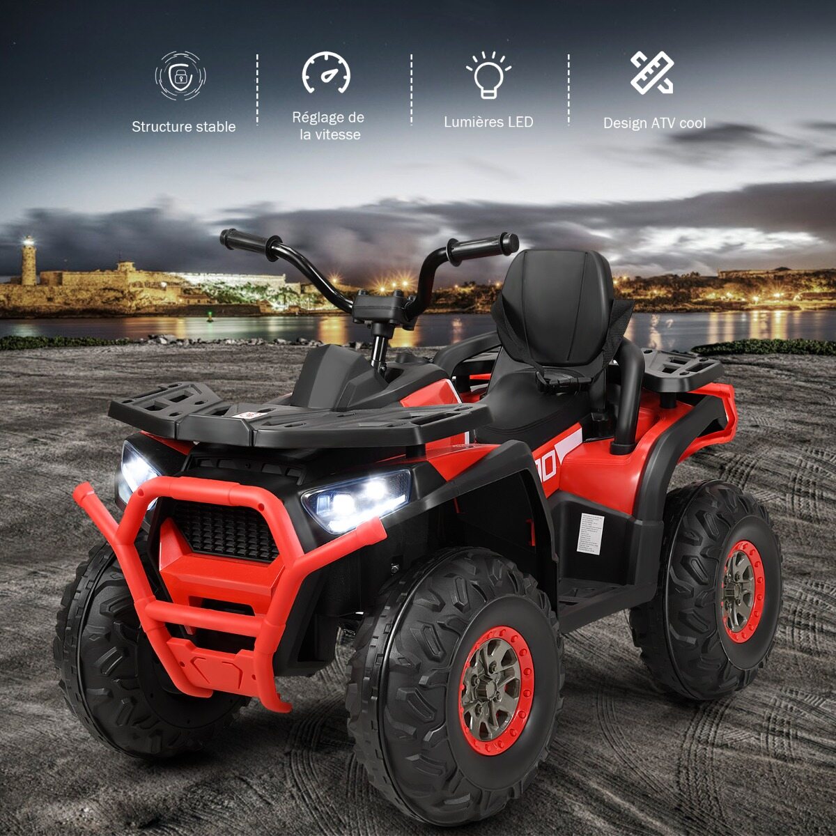 12 V elektriline laste ATV esitulega 4 ratast laste auto elektriauto lastele alates 3. eluaastast punane
