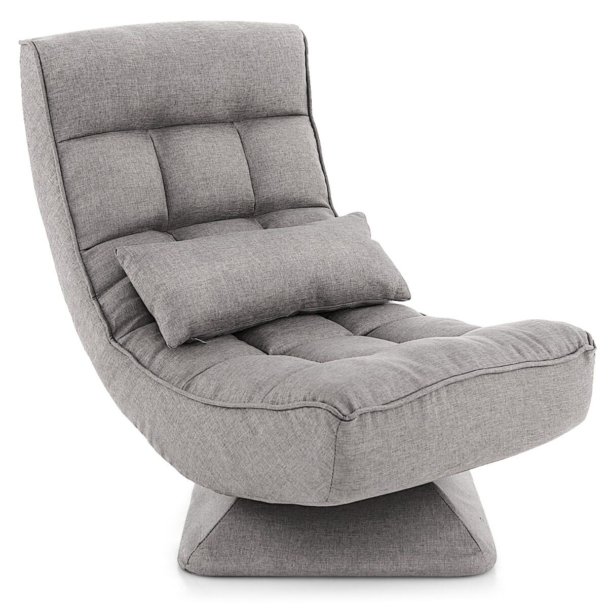 4-Position Adjustable Floor Chair with Swivel Base-Grey 4-Position Adjustable Floor Chair with Swivel Base-Grey