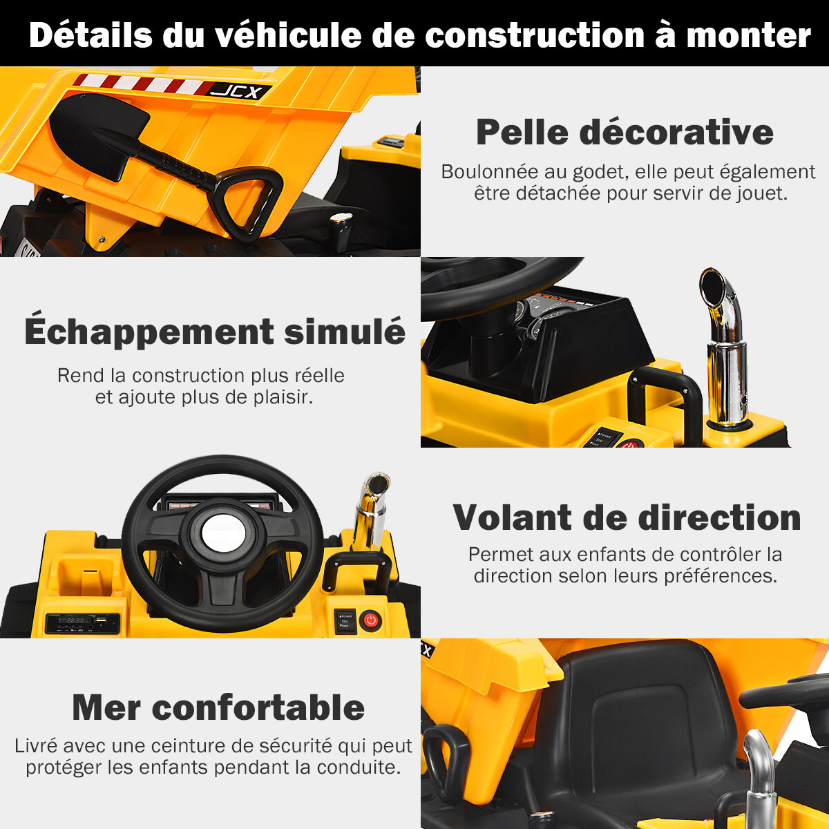 12 V lastetraktor elektrilise tagalabidaga, puldi ja tuledega, muusika ja raadioga lastele alates 3. eluaastast