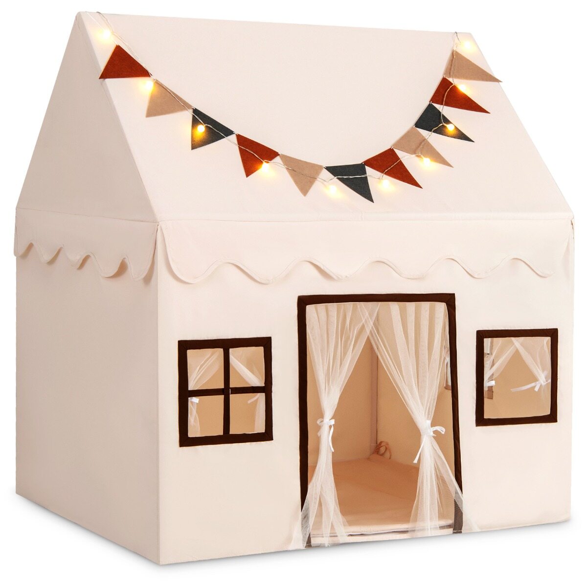 Playhouse Children's sisetelk mati ja tuledega, mängutelk siseruumidesse, beež