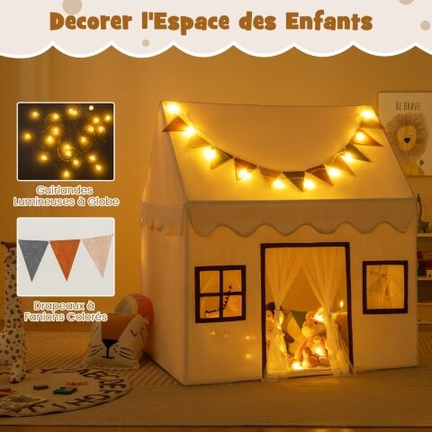 Playhouse Children's sisetelk mati ja tuledega, mängutelk siseruumidesse, beež