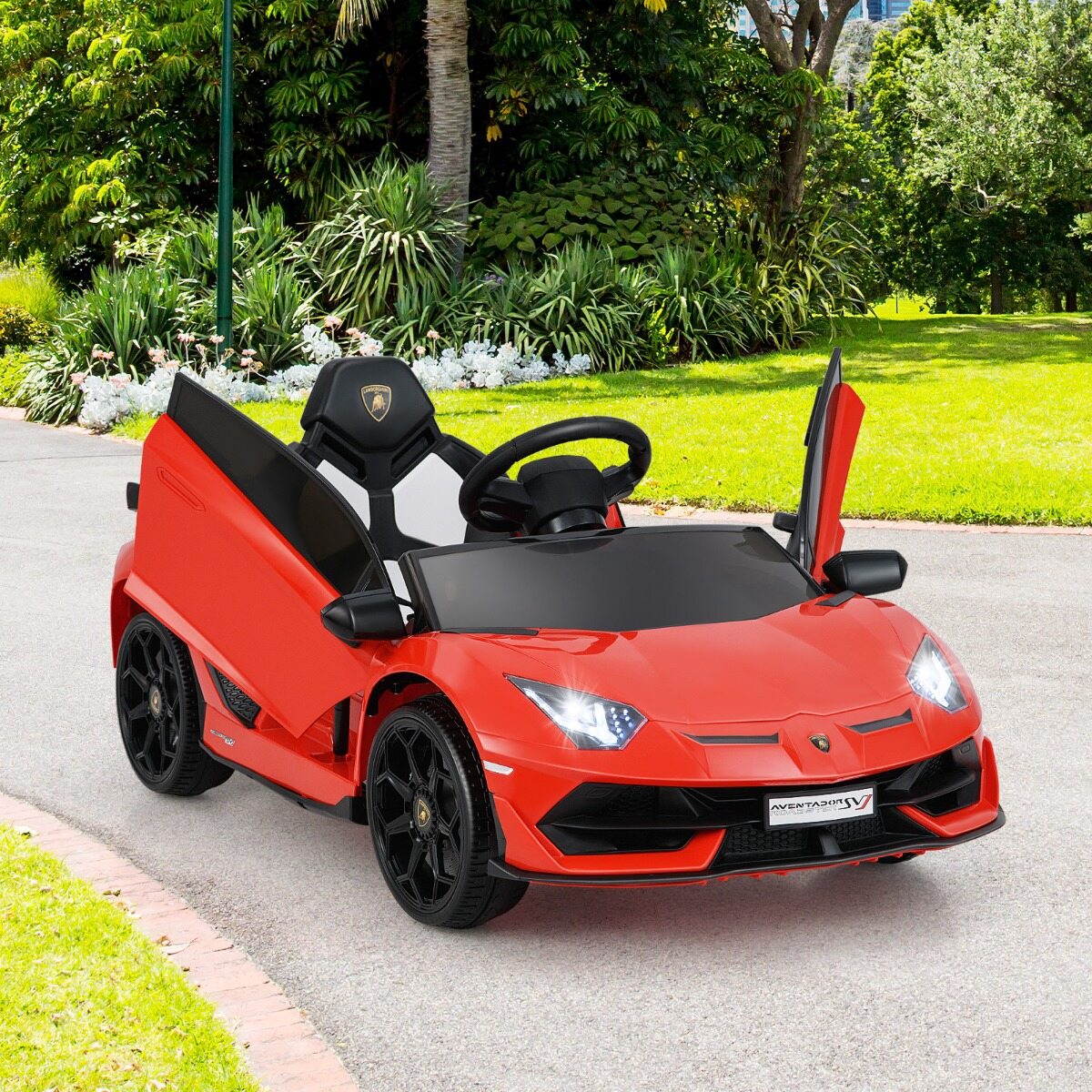 Lamborghini 12 V litsentseeritud elektriline mänguauto lastele, puldiga elektrisõiduk, punane