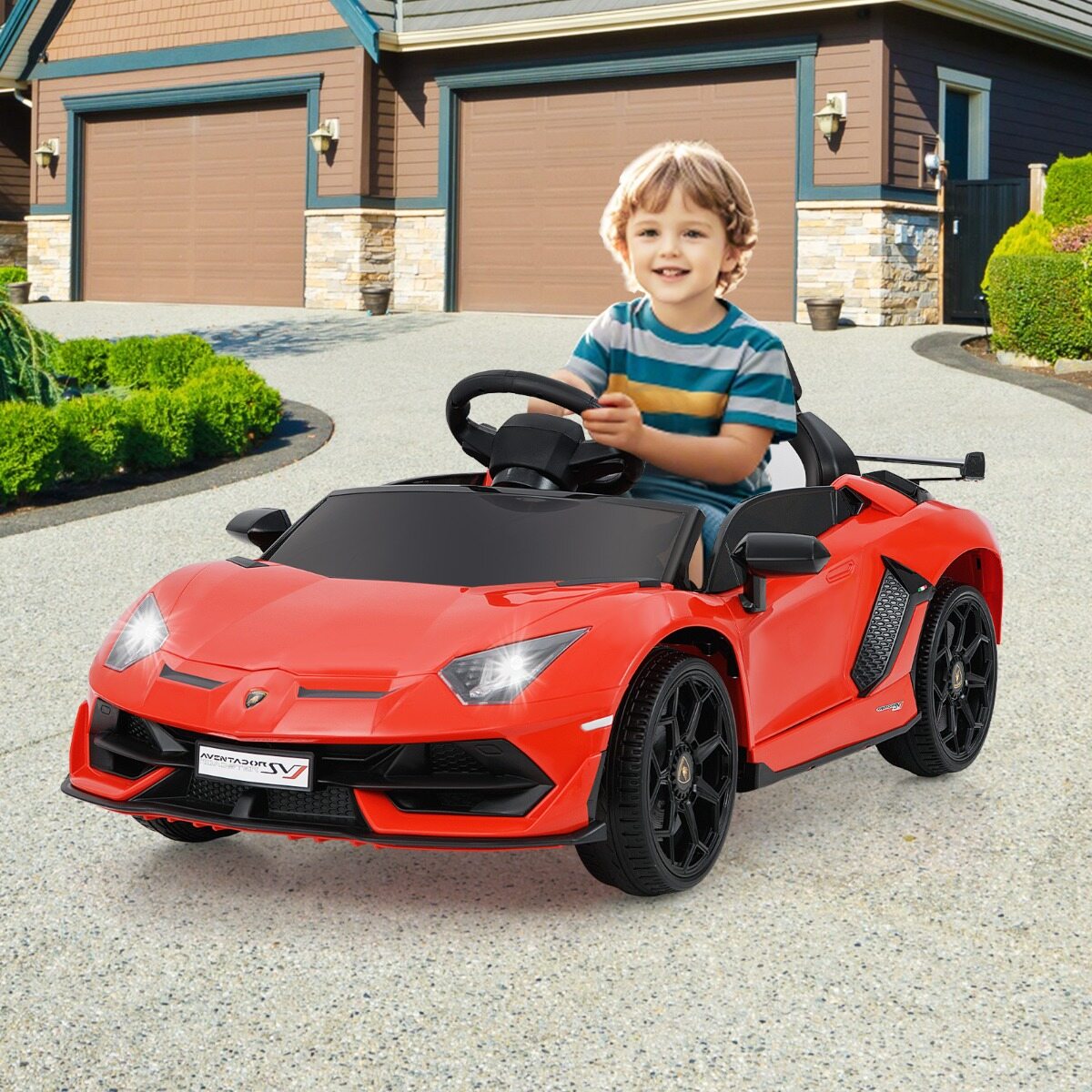 Lamborghini 12 V litsentseeritud elektriline mänguauto lastele, puldiga elektrisõiduk, punane