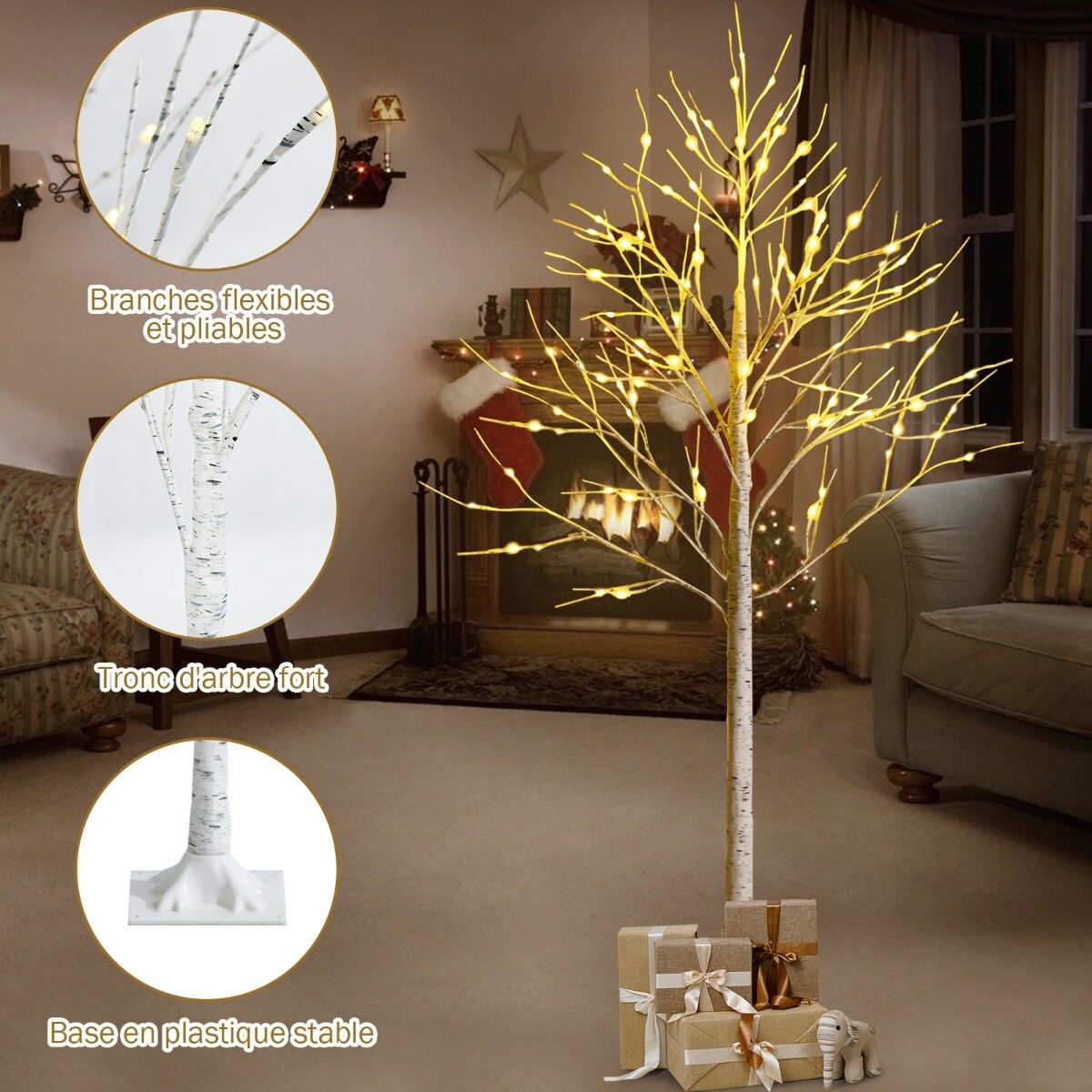 Puulamp 180 cm kaseimitatsiooniga LED-tuledega
