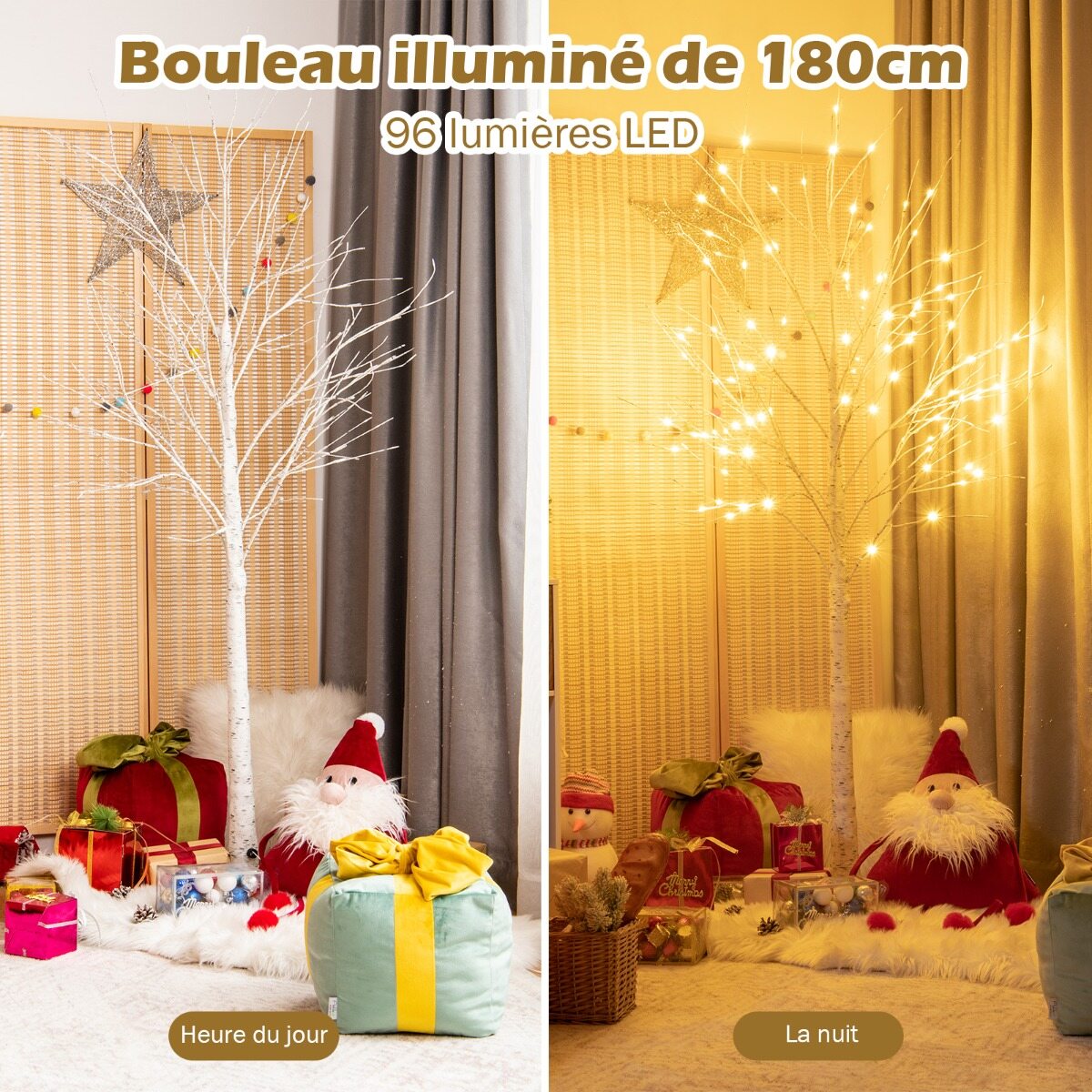 Puulamp 180 cm kaseimitatsiooniga LED-tuledega