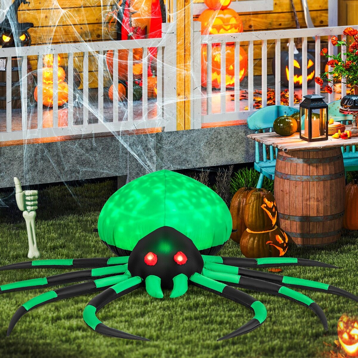 Täispuhutav Halloweeni ämblik pöörlevate LED-tuledega Hirmutav ämblikukaunistus