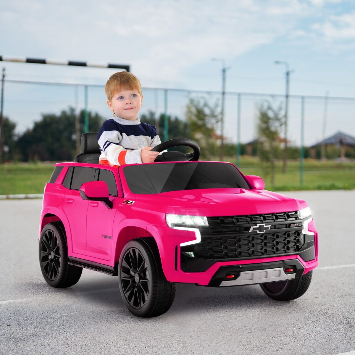 Laste Chevrolet elektriauto 2.4 G puldi ja vedrustuse ja tulede ja muusikaga, lasteauto roosa