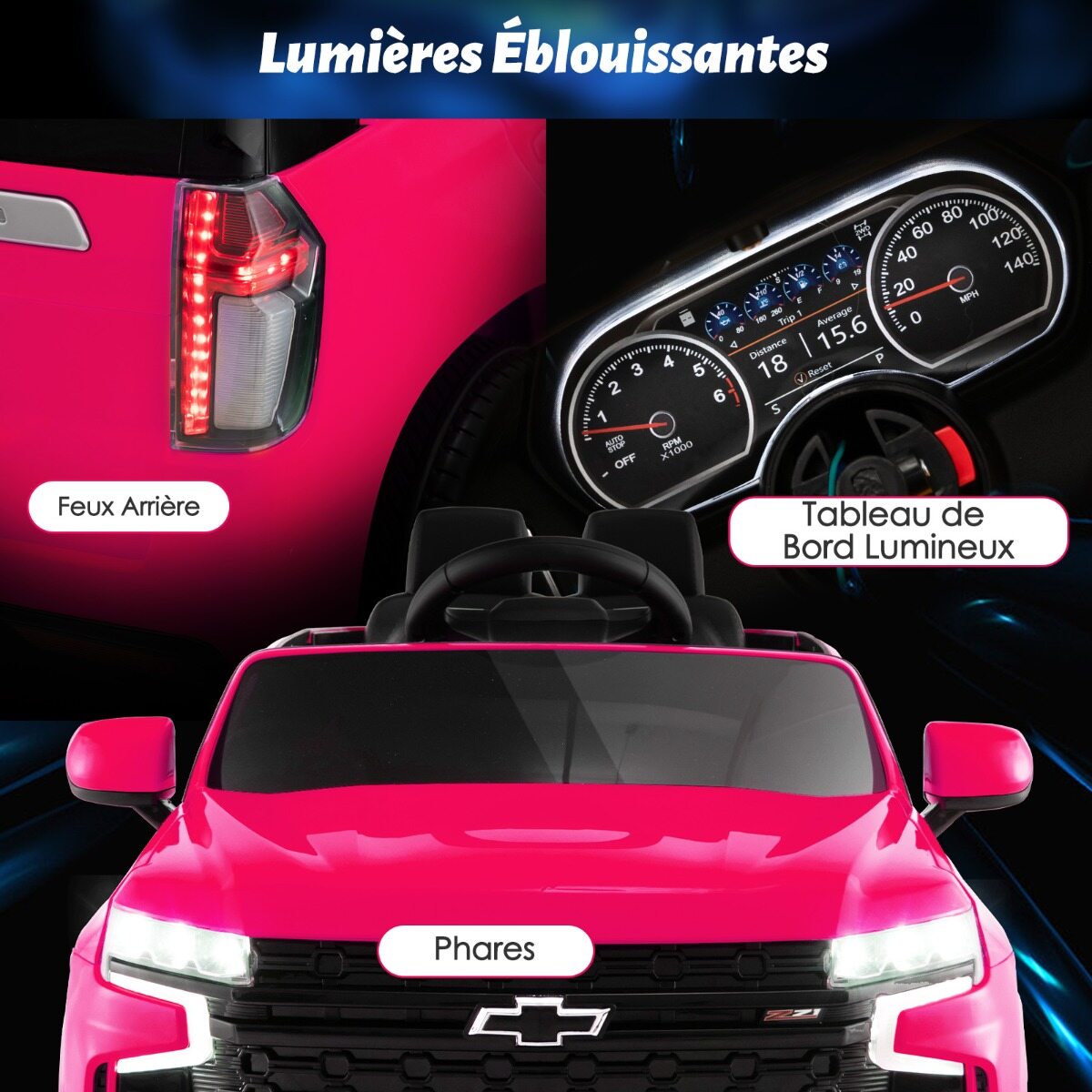 Laste Chevrolet elektriauto 2.4 G puldi ja vedrustuse ja tulede ja muusikaga, lasteauto roosa