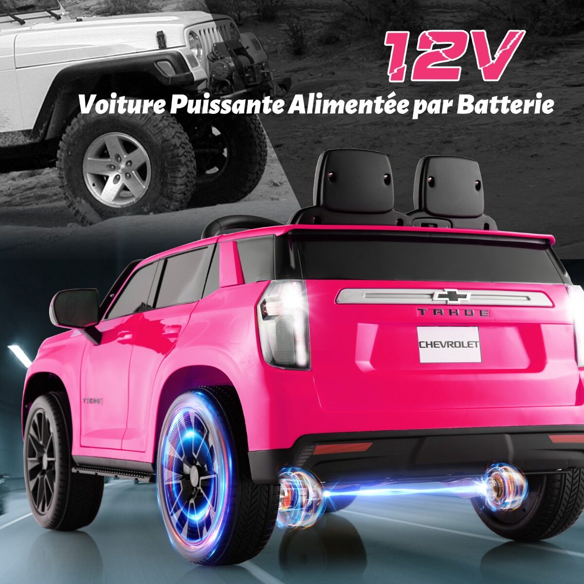 Laste Chevrolet elektriauto 2.4 G puldi ja vedrustuse ja tulede ja muusikaga, lasteauto roosa