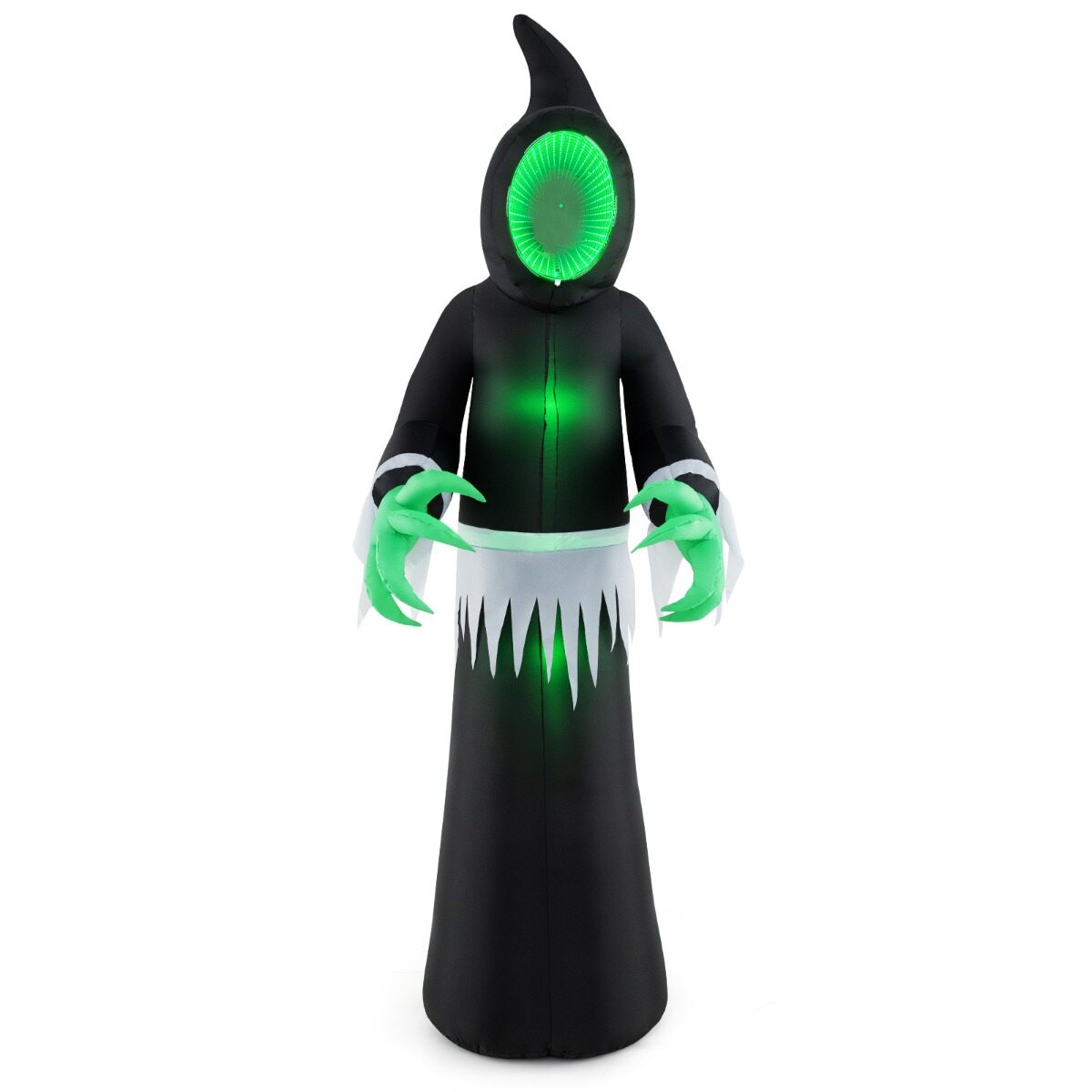 245 cm hiiglaslik täispuhutav halloweeni kummitus täispuhutav kummituskaunistus sisseehitatud LED-tulede ja peegliga must + roheline