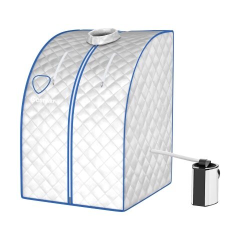 Kaasaskantav aurusaun 3 l/1000 W auruboileriga, puldiga, kokkupandava tooliga ja ravimikarbiga, aurusaun 9 reguleeritava temperatuuriga, hõbedane