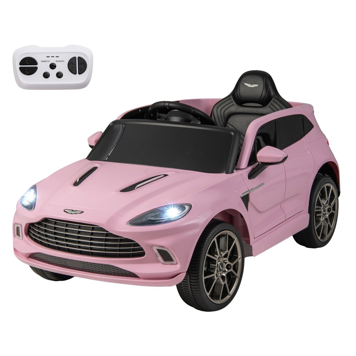 Elektriline laste sõiduauto, 2 V, puldiga, ametlikult litsentseeritud Aston Martin, signaali, muusika ja LED-tuledega, vanuses 3-8, roosa