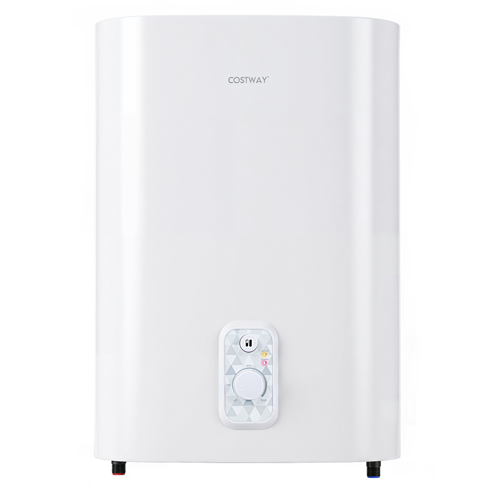 25 L elektriboiler 1300 W/2000 W kahe paagiga, temperatuur 30–75 ℃, kuivküttekeha, vertikaalne/horisontaalne paigaldus, valge