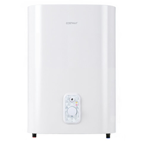 25 L elektriboiler 1300 W/2000 W kahe paagiga, temperatuur 30–75 ℃, kuivküttekeha, vertikaalne/horisontaalne paigaldus, valge