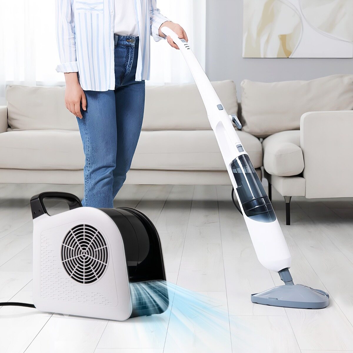 Kiire puhurventilaator, 3 kiirusega kaasaskantav ventilaator 185° pöörleva peaga, 130 W, 552 m³/h, 2 vahelduvvoolu pistikupesa