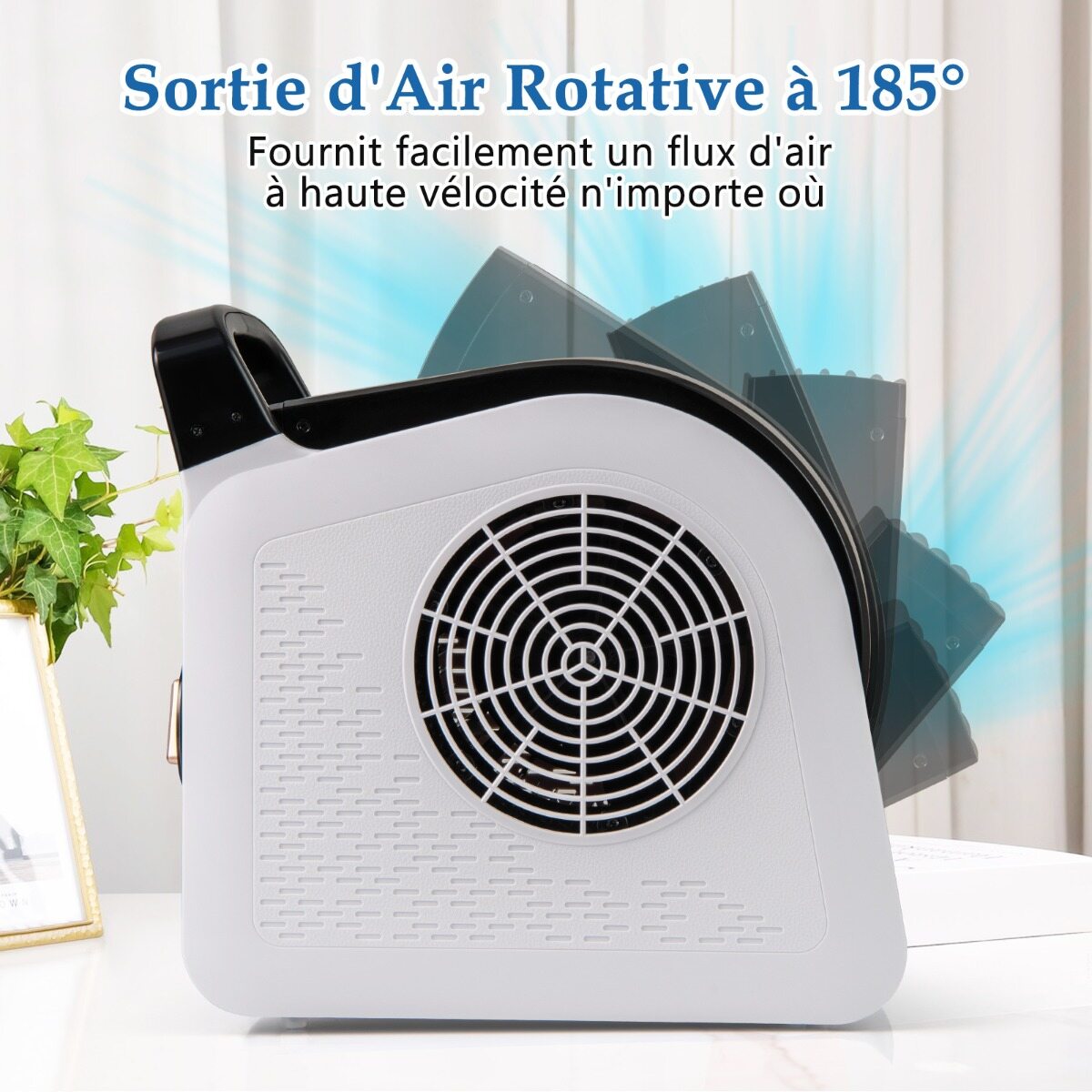 Kiire puhurventilaator, 3 kiirusega kaasaskantav ventilaator 185° pöörleva peaga, 130 W, 552 m³/h, 2 vahelduvvoolu pistikupesa