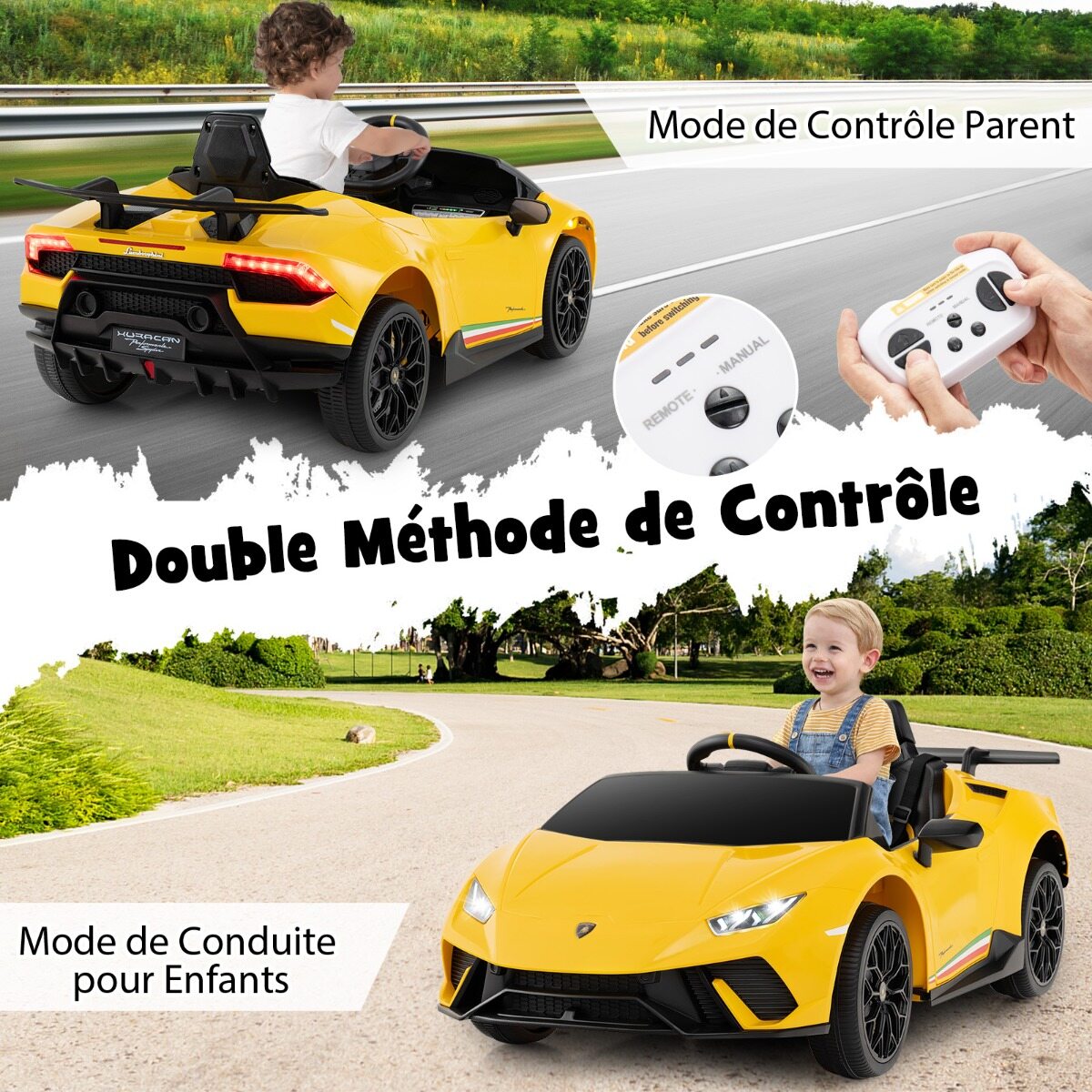 Laste elektriauto Lamborghini 12 V laste elektriauto puldiga kollane