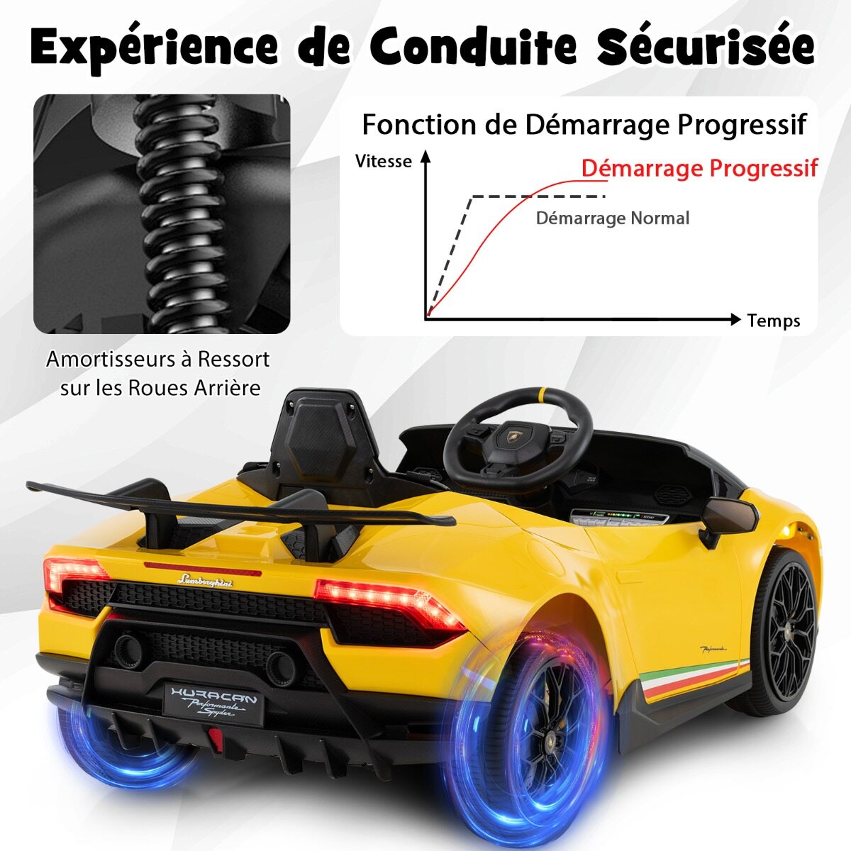 Laste elektriauto Lamborghini 12 V laste elektriauto puldiga kollane