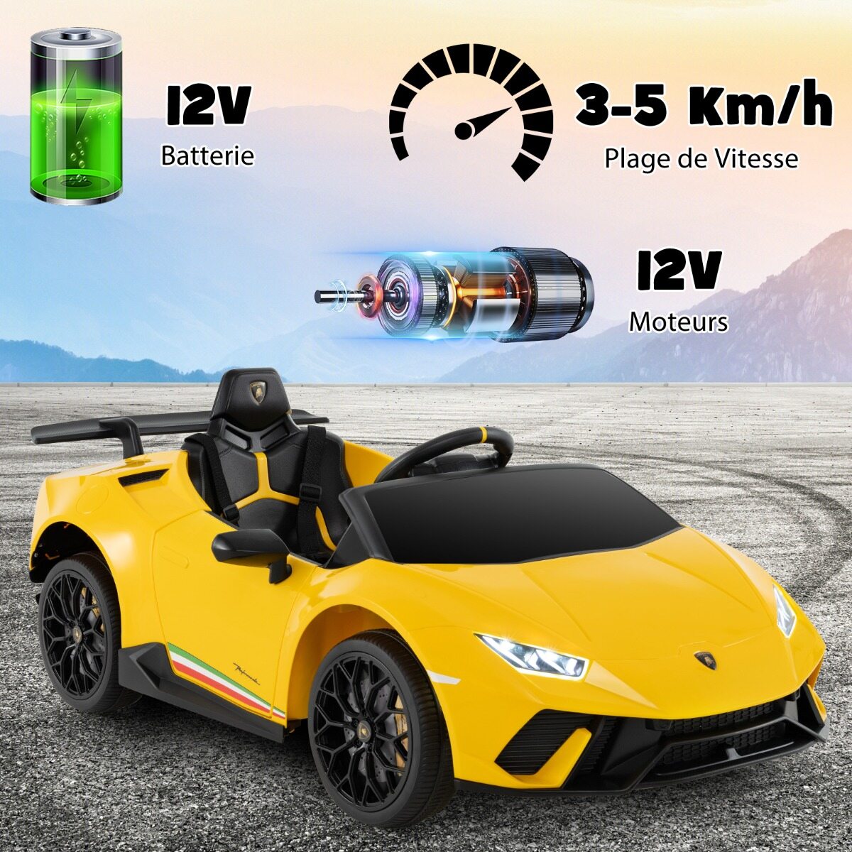 Laste elektriauto Lamborghini 12 V laste elektriauto puldiga kollane