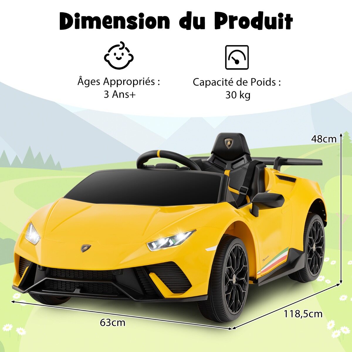 Laste elektriauto Lamborghini 12 V laste elektriauto puldiga kollane