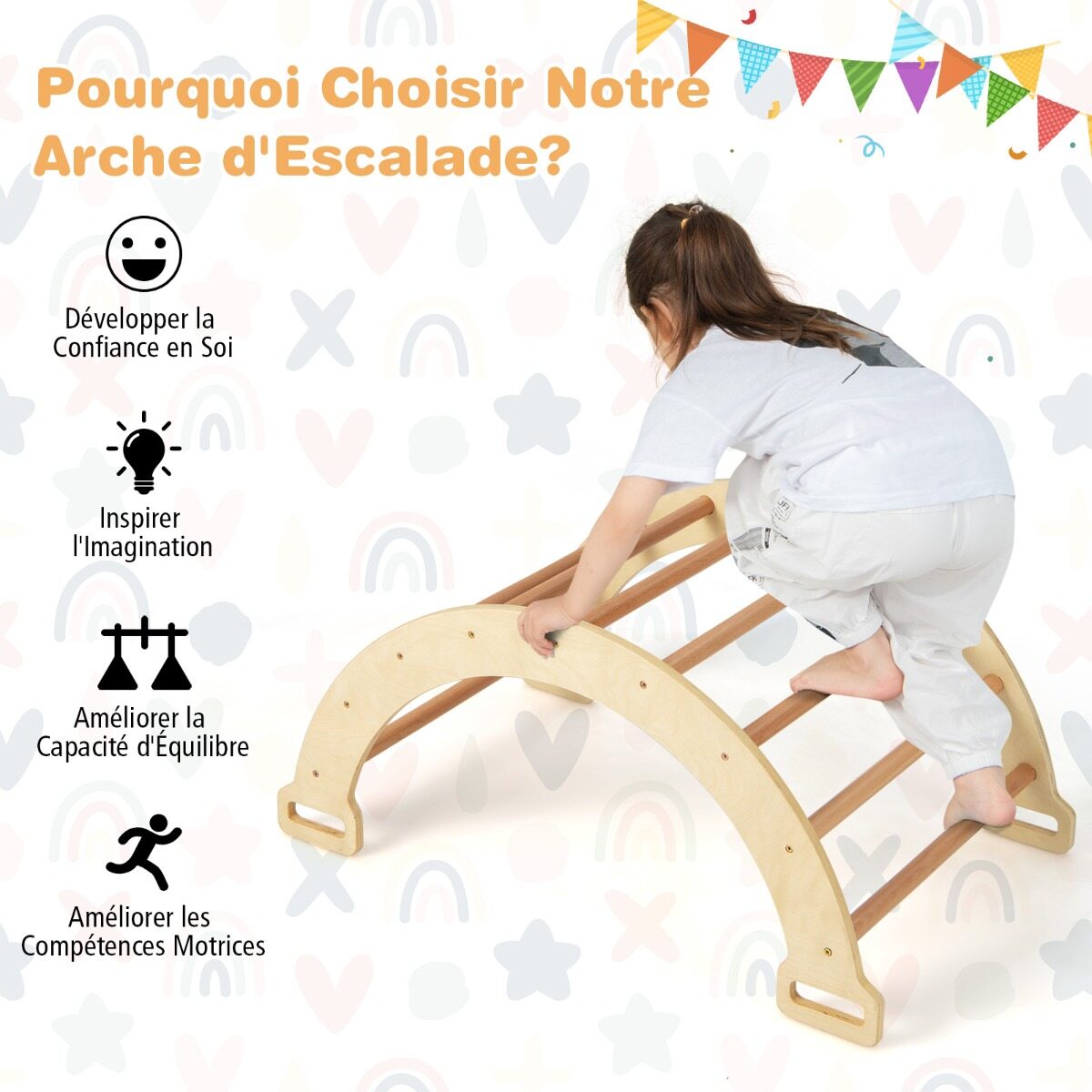 2-in-1 Arch Seesaw with Cushion Double-Sided Climbing Arch Natural 2-in-1 Arch Seesaw with Cushion Double-Sided Climbing Arch Natural