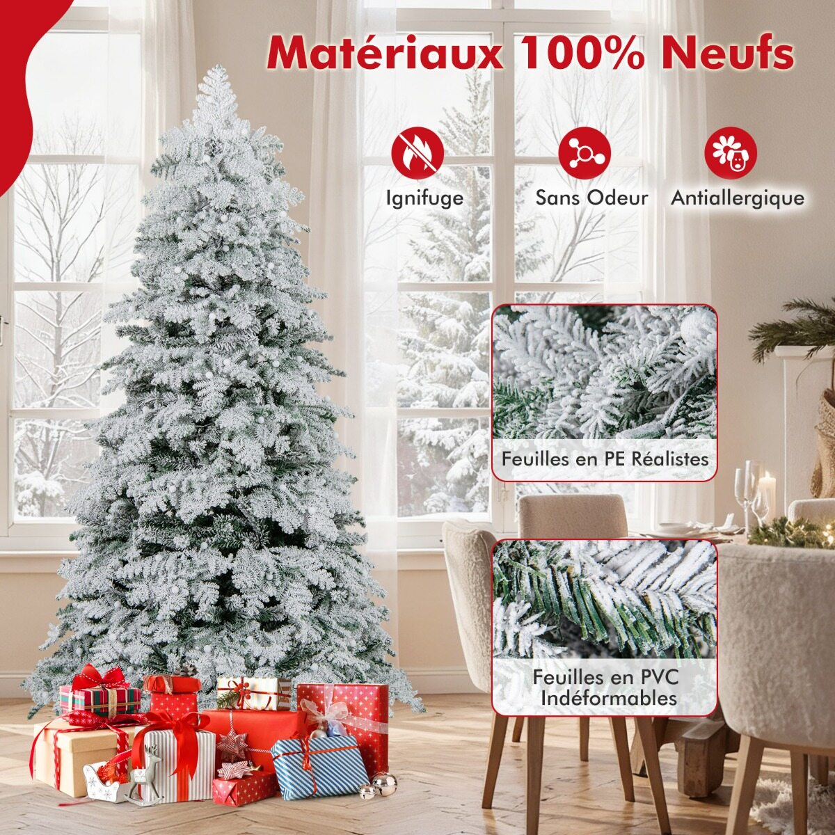 180 cm eelvalgustusega hingedega kunstkuusk 130 LED-tulega, 616 oksaga, 8 valgustusrežiimiga