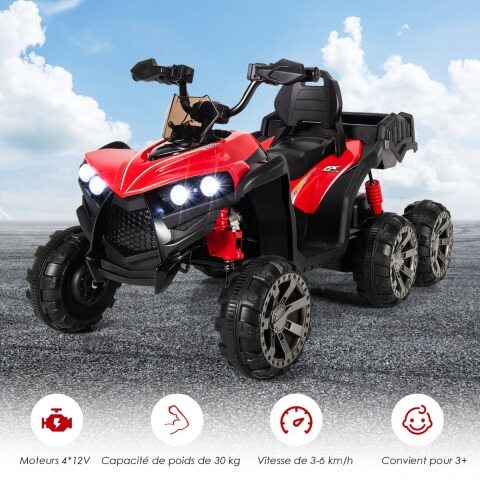 12 V elektriline laste ATV panipaiga ja LED-tuledega, mini elektriline ATV 3-6 km/h, punane