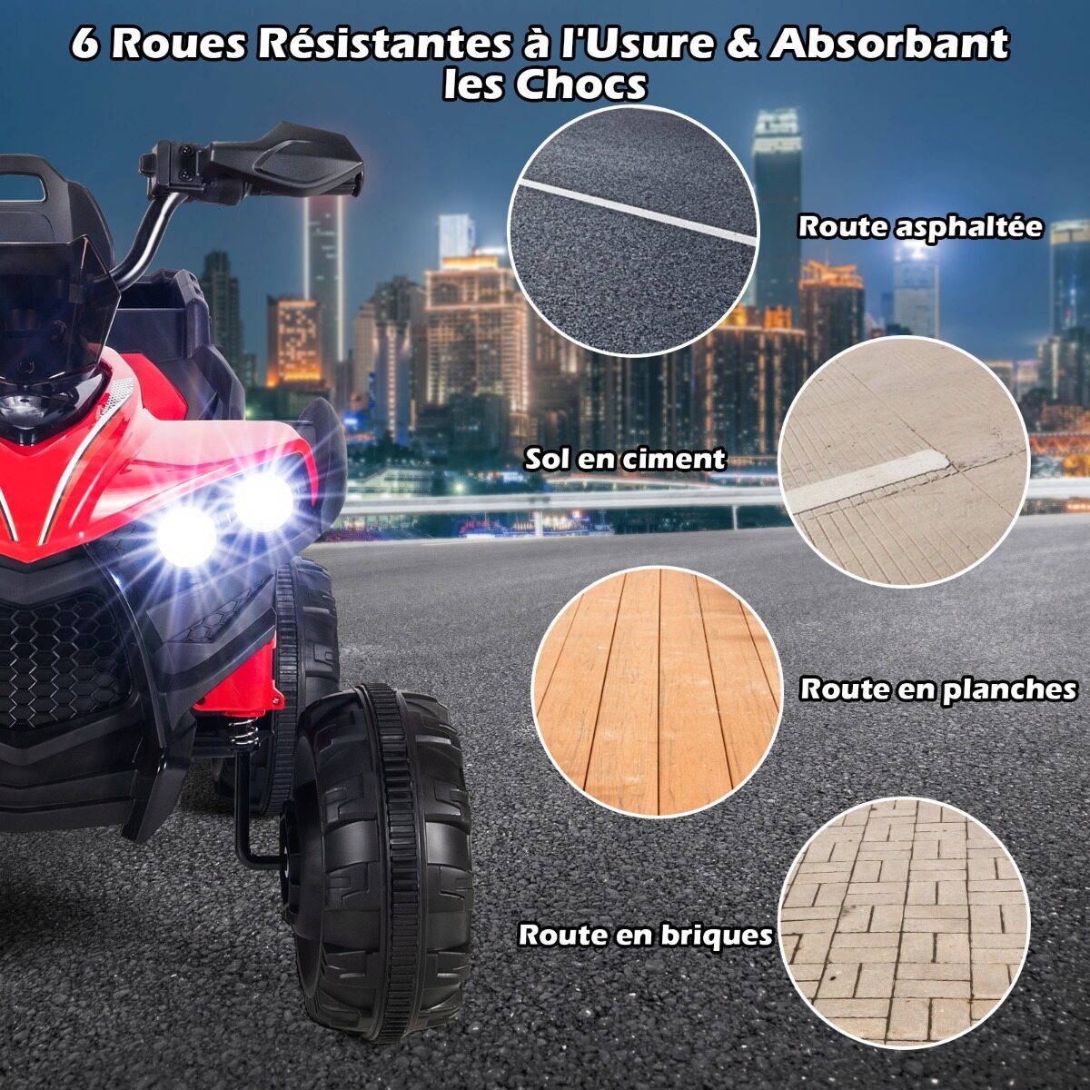 12 V elektriline laste ATV panipaiga ja LED-tuledega, mini elektriline ATV 3-6 km/h, punane
