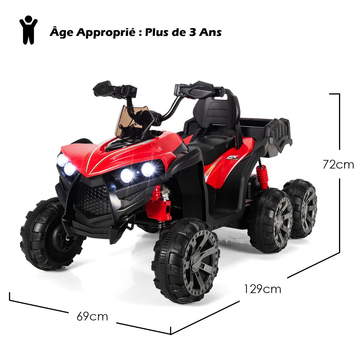 12 V elektriline laste ATV panipaiga ja LED-tuledega, mini elektriline ATV 3-6 km/h, punane