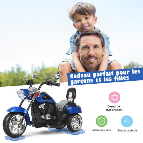 Laste chopper-elektrimootorratas 3 km/h