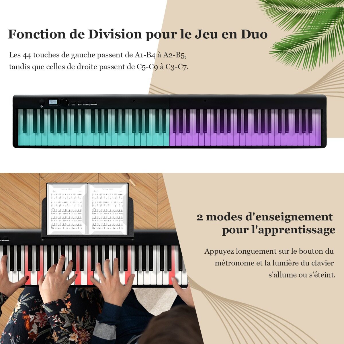 Kokkupandav e-klaviatuur 88 valgustatud klahviga digitaalne klaviatuur digitaalne klaviatuur must